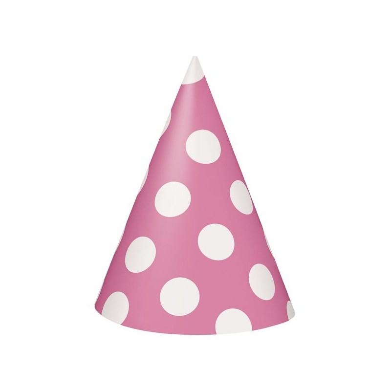 Unique Party Party Hats - Hot Pink Dots