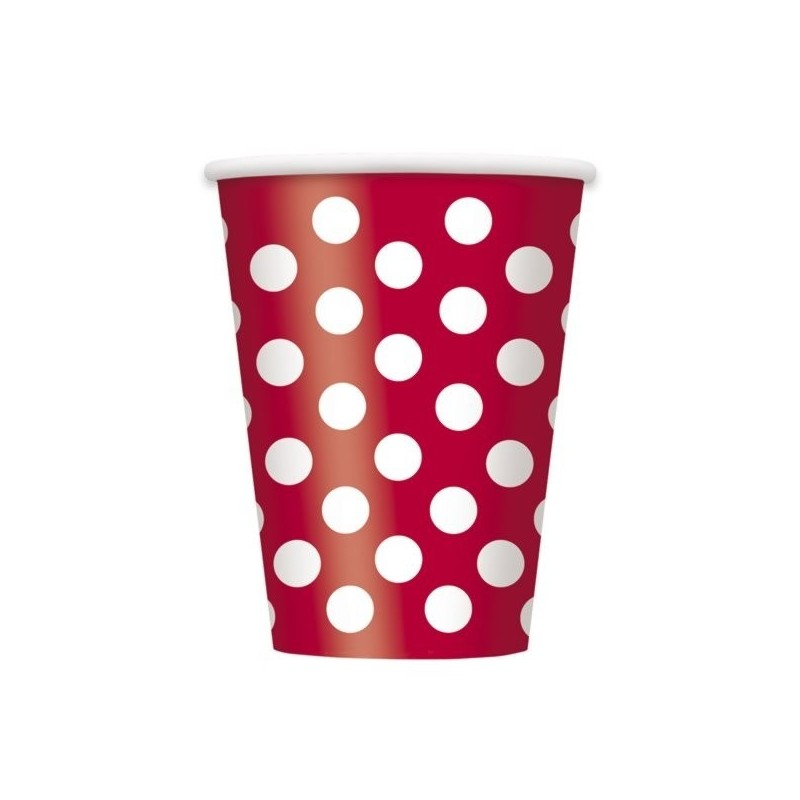 Unique Party 12oz Cups - Ruby Red Dots