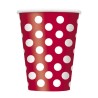 Unique Party 12oz Cups - Ruby Red Dots
