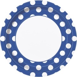 Unique Party 9 Inch Plates - Royal Blue Dots