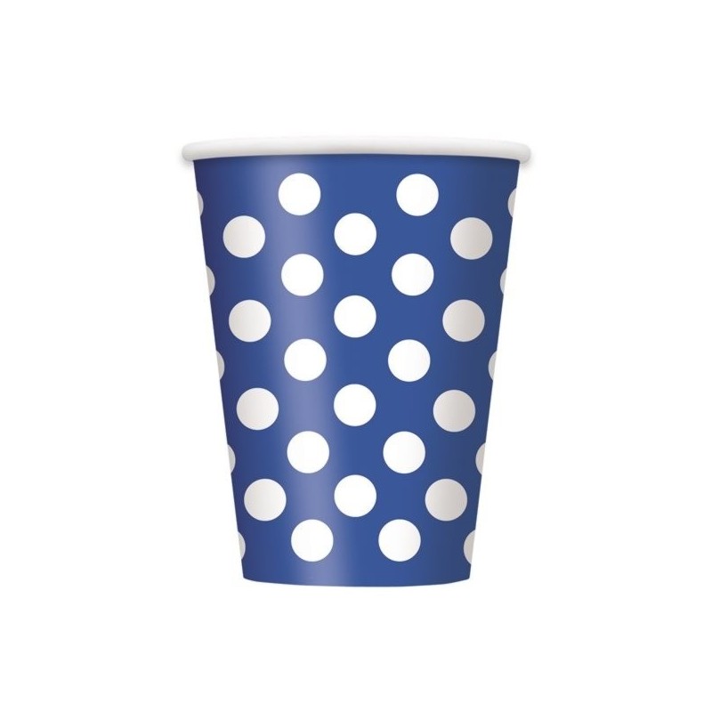 Unique Party 12oz Cups - Royal Blue Dots