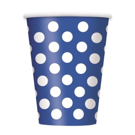 Unique Party 12oz Cups - Royal Blue Dots