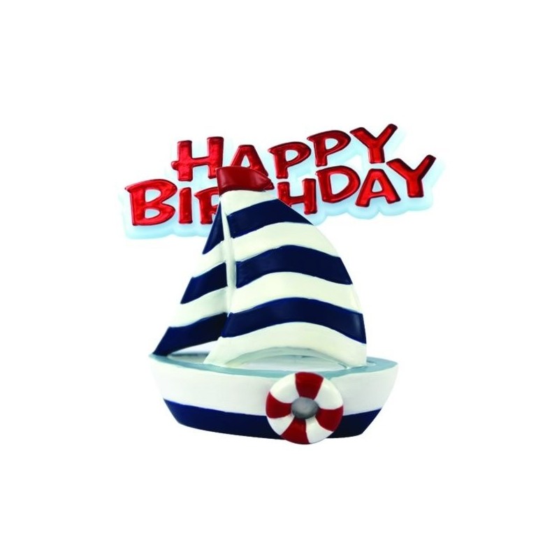 Creative Party Cake Topper - Sail Boat & Red Motto