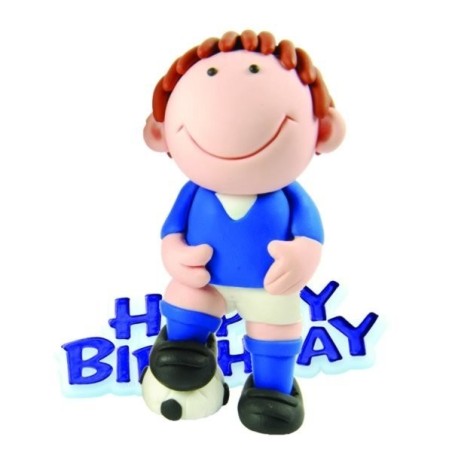 Creative Party Cake Topper - Football & Blue Motto