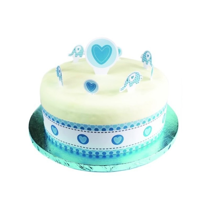 Creative Party Cake Topper Kit - Blue Elephant With Stickers