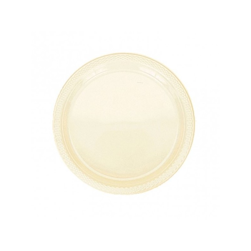 Amscan 22.8cm Plastic Plates - Vanilla Creme