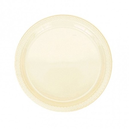 Amscan 22.8cm Plastic Plates - Vanilla Creme