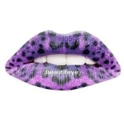 Purple Leopard Print Temporary Lip Tattoo