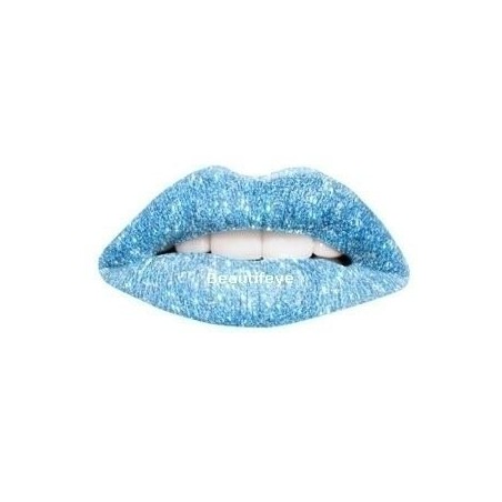 Blue Glitter Print Temporary Lip Tattoo