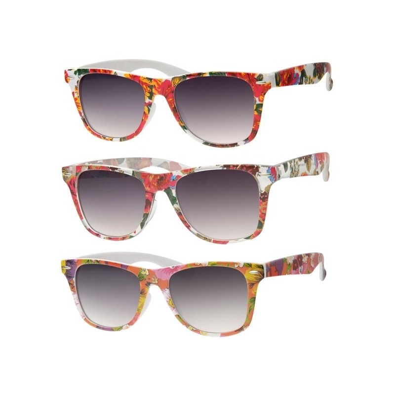 Wayfarer Style Sunglasses With Floral Design  UV400 Protection a40160