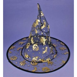 Halloween Witch Hat Black With Gold Colour Spooky Halloween Design