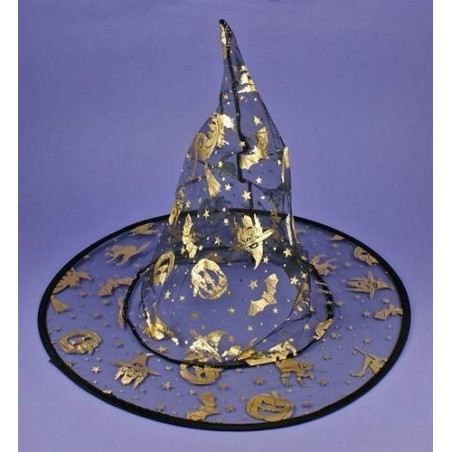 Halloween Witch Hat Black With Gold Colour Spooky Halloween Design
