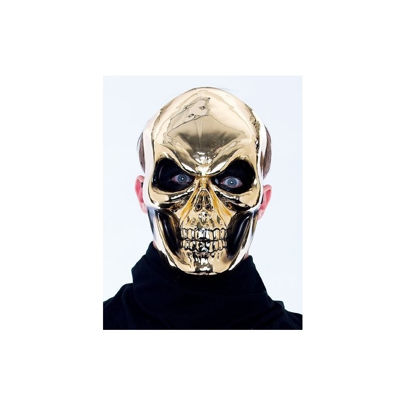 Gold Metal Look Skull Mask Ideal For Halloween