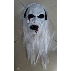 White Zombie Face Mask With White Hair For Halloween