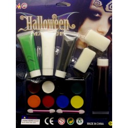 Halloween Makeup Set With Fake Blood, Paint Tubes With Sponge And Paint Pallet