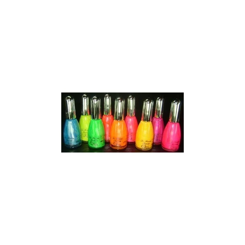 UV Neon La Femme Nail Polish Set Of 9 Includes Green, Yellow Orange And Pink