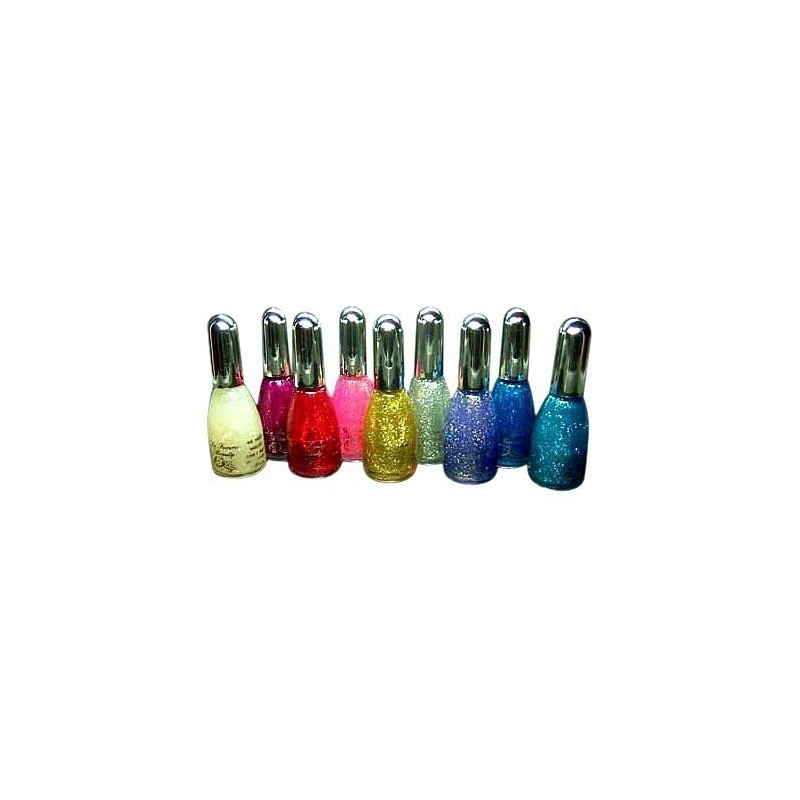 La Femme Set of 9 Nail Polish In The Glitter Collection Set Tray 10