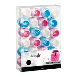 Midwest Ribbons Pearl Curling Cops - Pink White Blue