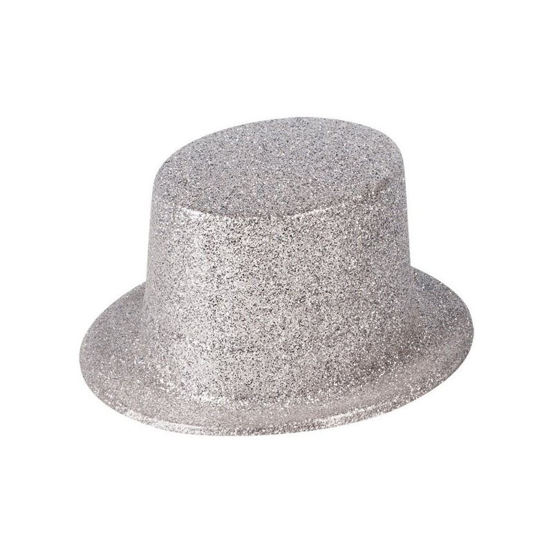 Henbrandt Glitter Adult Top Hat - Silver