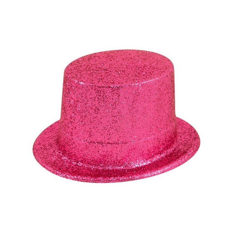 Henbrandt Glitter Adult Top Hat - Dark Pink
