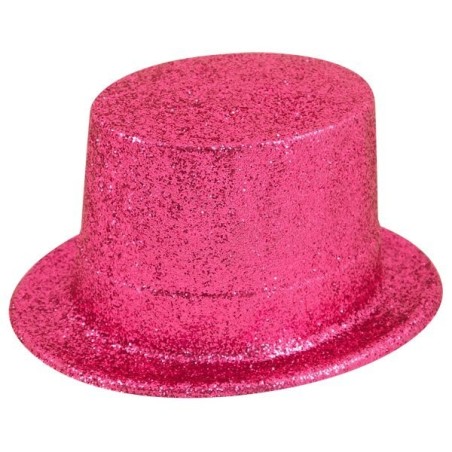 Henbrandt Glitter Adult Top Hat - Dark Pink