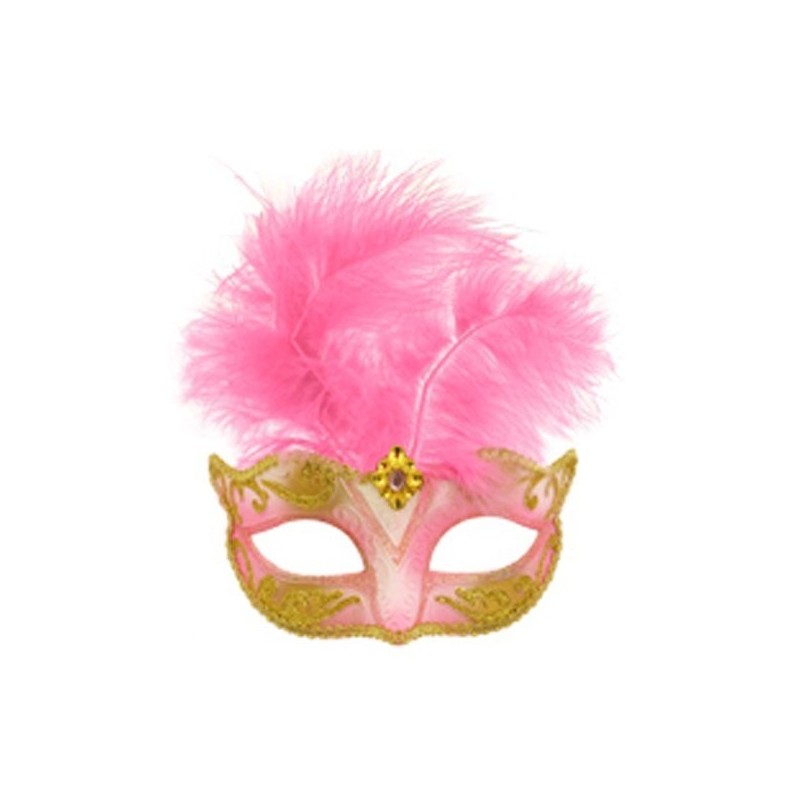Henbrandt Glitter Eye Mask With Feather - Pink