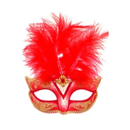 Henbrandt Glitter Eye Mask With Feather - Red