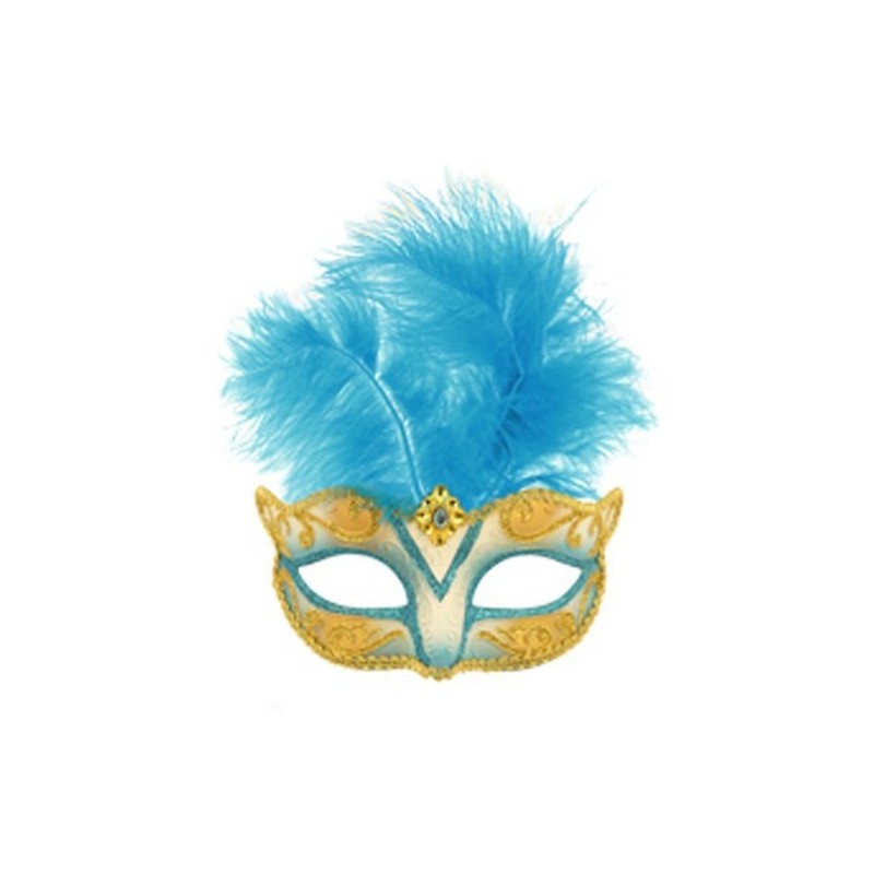 Henbrandt Glitter Eye Mask With Feather - Turquoise