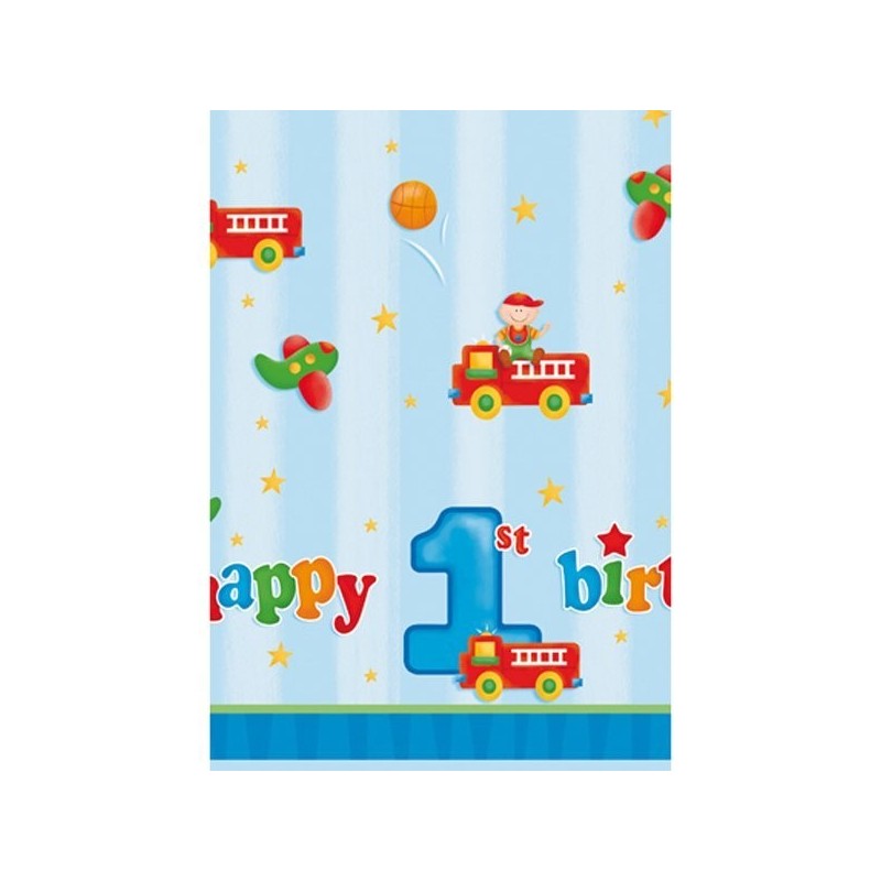 Creative Party Plastic Tablecover - Fun At 1 Boy