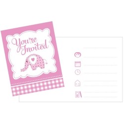 Creative Party Invitations - Pink Sweet Baby Elephant