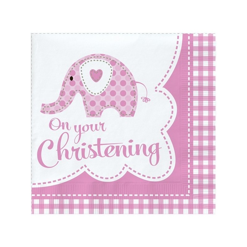 Creative Party Lunch Napkins - Elephant Pink Christening