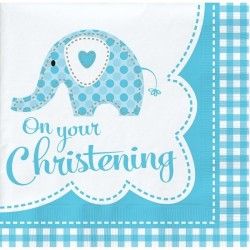 Creative Party Lunch Napkins - Elephant Blue Christening