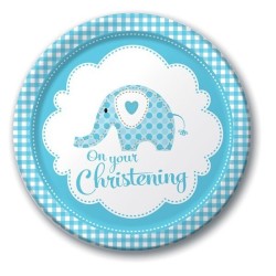 Creative Party Dinner Plates - Elephant Blue Christening