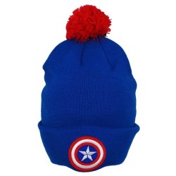 Captain America Bobble Cuff Knitted Hat - Adult