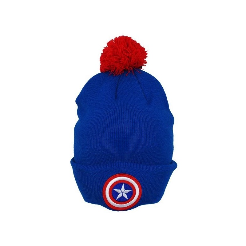 Captain America Bobble Cuff Knitted Hat - Adult