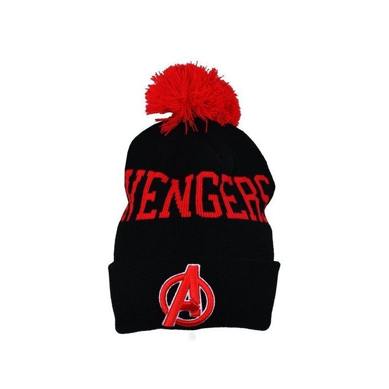 Avengers Text Bobble Cuff Knitted Hat - Adult