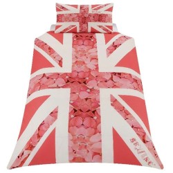 Union Jack Flower Single Duvet - Pink