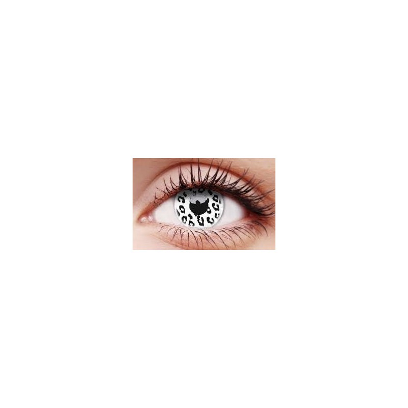 UV Glow White Leopard Crazy Colour Contact Lenses (1 Year)