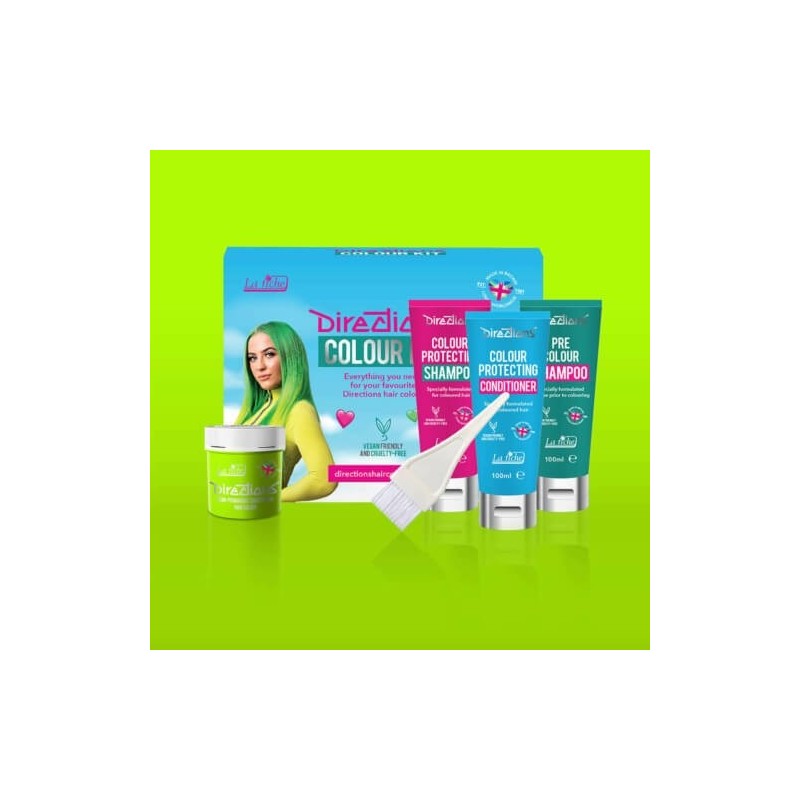 Directions Fluorescent Green Hair Colour Kit 