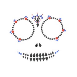  Halloween Day Of The Dead Sugar Skull Diamante Jewels Sticker Face Gems Blue Red