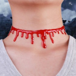  Red Blood Dripping Drips Halloween Neck Wound Zombie Fancy Dress Gothic Choker 