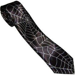  Halloween Fancy Dress Gothic Emu Black & White Spiderweb Cobwebs Webs Skinny Tie
