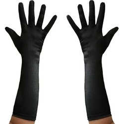  Long 1920s Satin Evening Gloves Gothic Halloween Flapper Girl Fancy Dress Black