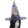 Kids Adults Black Or Purple Foil Print Halloween Fancy Dress Witches Witch Hat