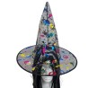 Kids Adults Black Or Purple Foil Print Halloween Fancy Dress Witches Witch Hat