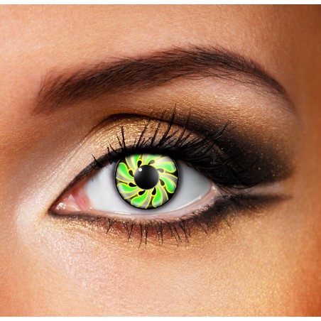 Eye Fusion Groovy 70s Green Yellow Black Patterned Crazy Coloured Contact Lenses