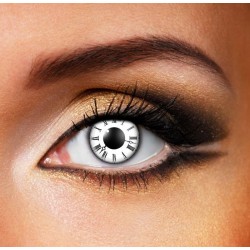 Eye Fusion White Clock Tick Tock Anime Crazy Halloween Steampunk Contact Lenses