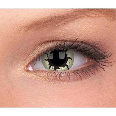 Tremor White And Black Posessed Girl Skull Crazy Halloween Contact Lenses (1Year wear)