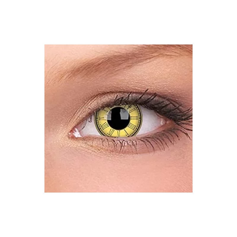 ColourVue Timekeeper Yellow Clock Crazy Anime Contact Lenses (1 Year Wear)