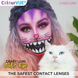 ColourVue Yellow Cat Eye Crazy Colour Contact Lenses (90 Day Wear)